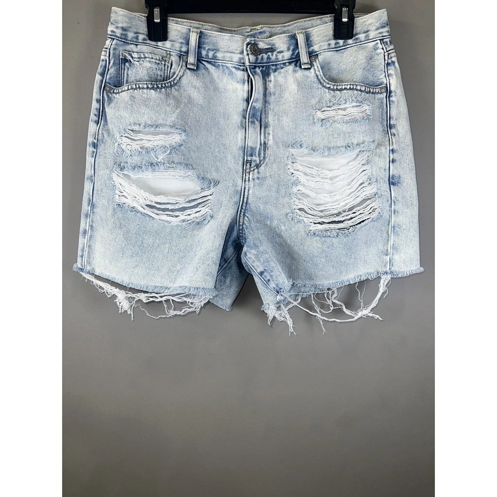American Eagle Mom Jean Shorts Blue Distressed Raw Hem Cut off Women's Size 10